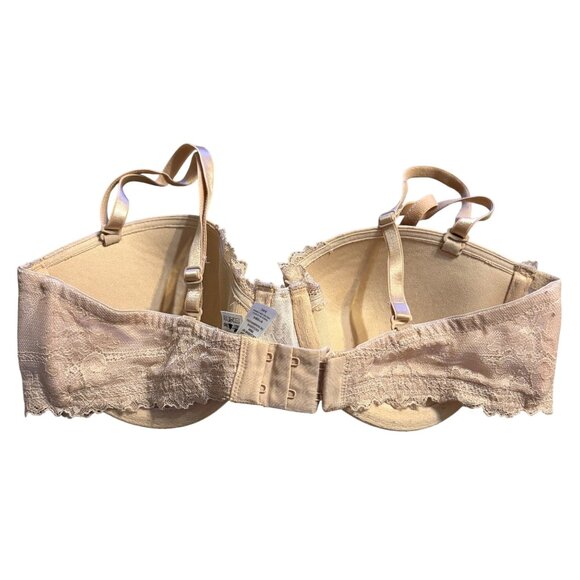 Felina Womens Beige & Gold Striped Lace Underwire Push-Up Bra 34C - Picture 2 of 3